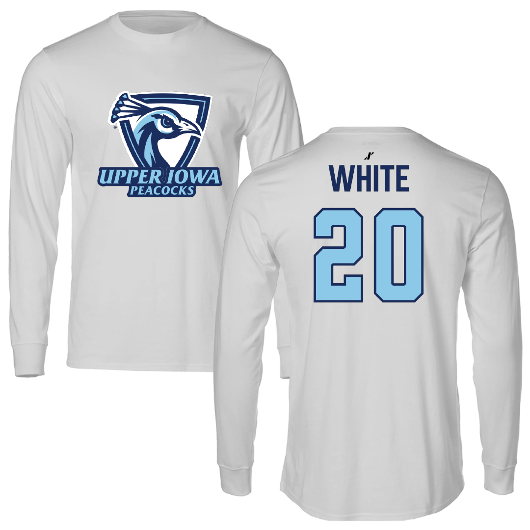 Upper Iowa University Soccer Light Gray Performance Long Sleeve - #20 Kyler White