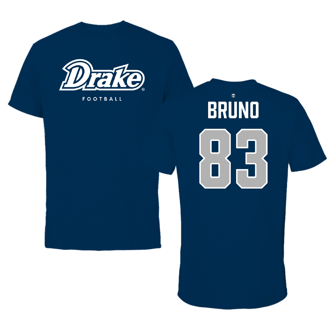 Drake University Football Navy Tee - #83 Sam Bruno