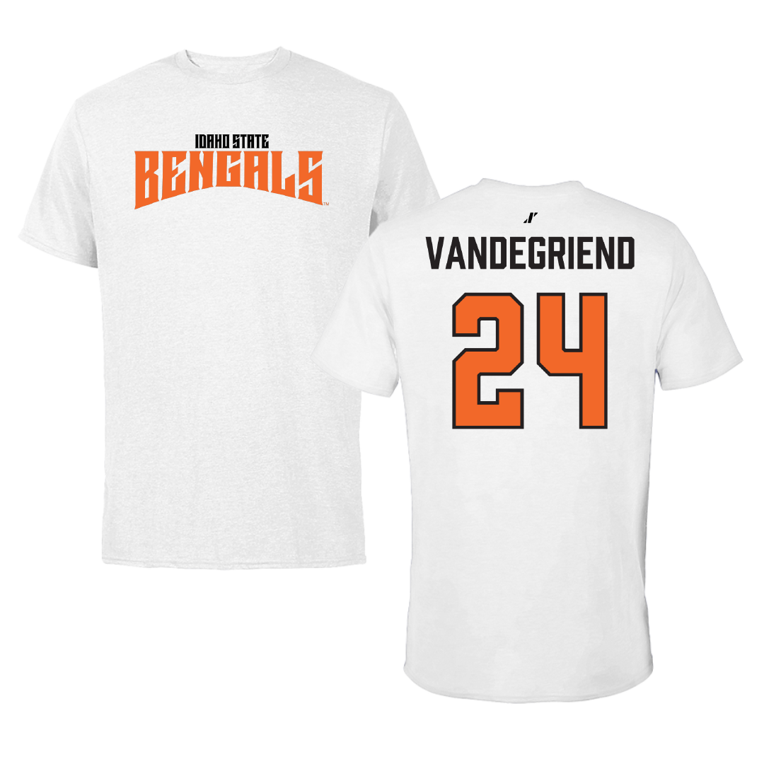 Idaho State University Basketball White Classic Performance Tee - #24 Caleb VanDeGriend