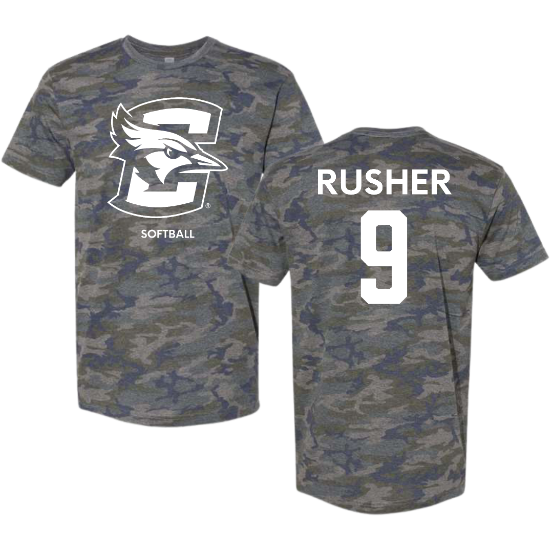 Creighton University Softball Vintage Camo Tee - #9 Abby Rusher