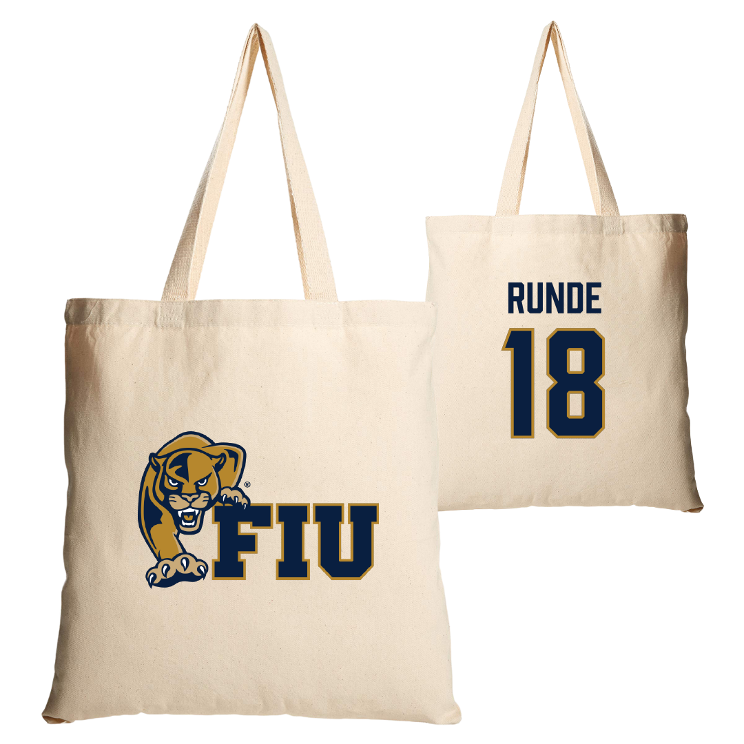 Florida International University Baseball Tan Canvas Tote Bag - #18 Logan Runde