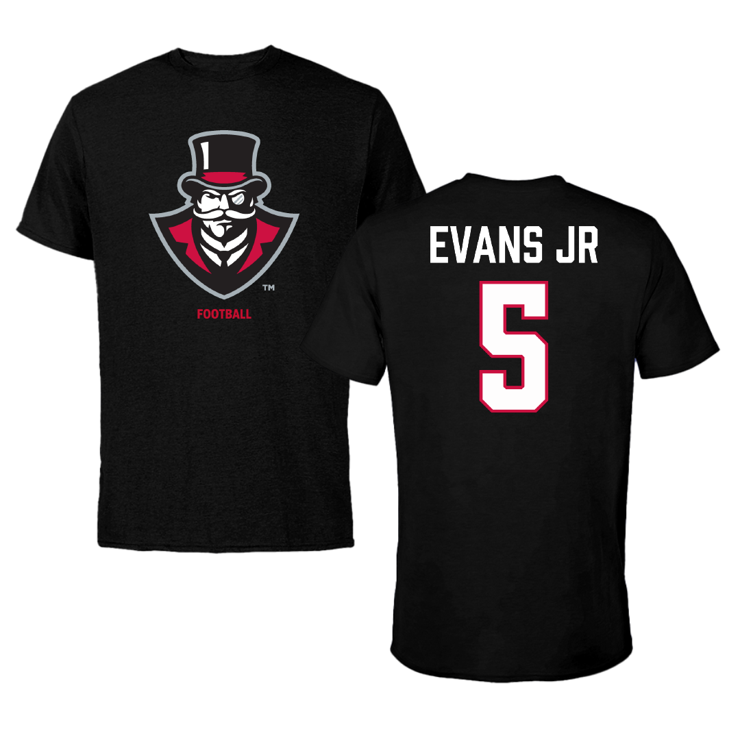 Austin Peay State University Football Black Performance Tee - #5 CJ Evans Jr