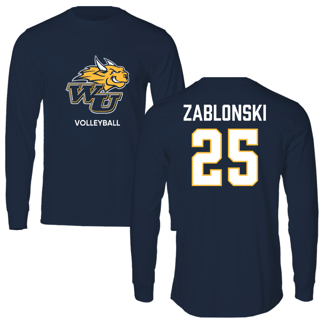 Webster University Volleyball Navy Long Sleeve - #25 Megan Zablonski
