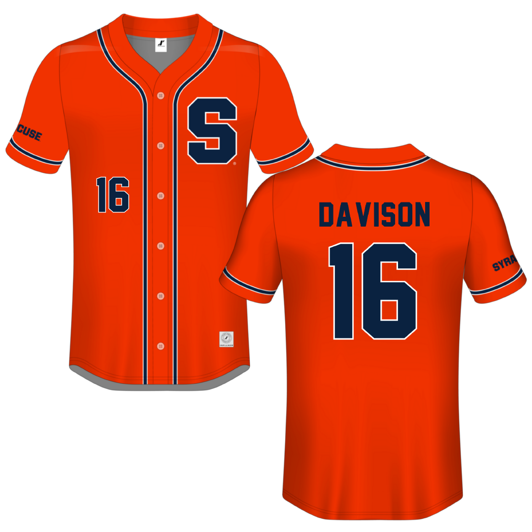 Syracuse University Orange Button-Down Jersey - #16 Taylor Davison
