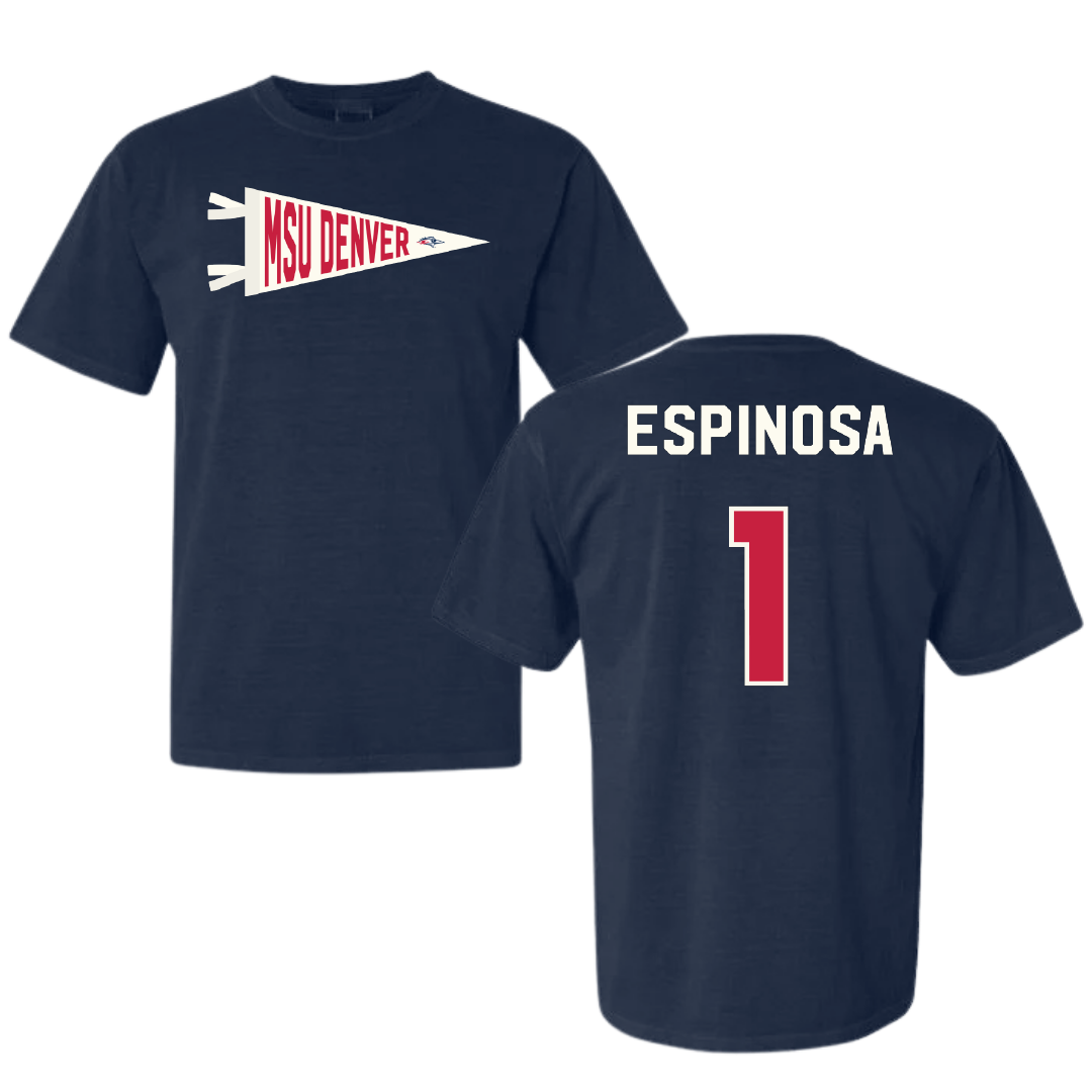 Metropolitan State University of Denver Basketball Navy Pennant Comfort Colors Tee - #1 Mikylah Espinosa