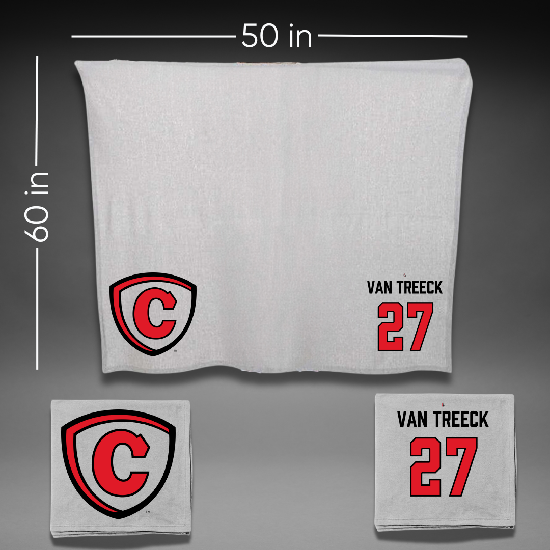 Carthage College Baseball Gray Blanket - #27 Tommy Van Treeck