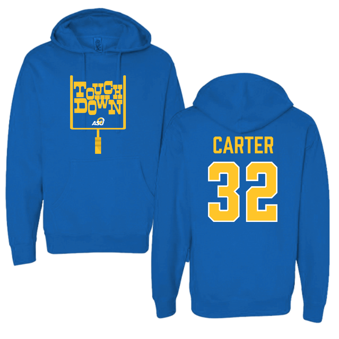 Angelo State University Football Blue Touchdown Hoodie - #32 Jaylen Carter