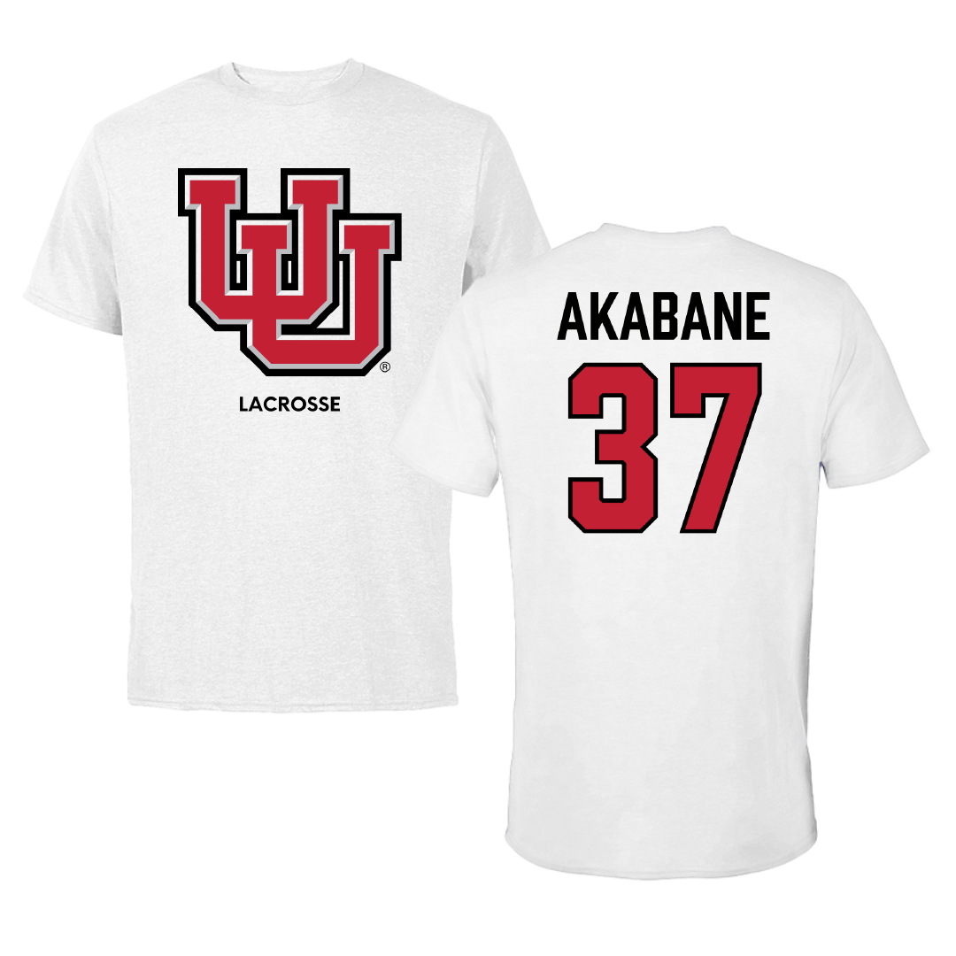 University of Utah Lacrosse (M) White Performance Tee - #37 Trey Akabane