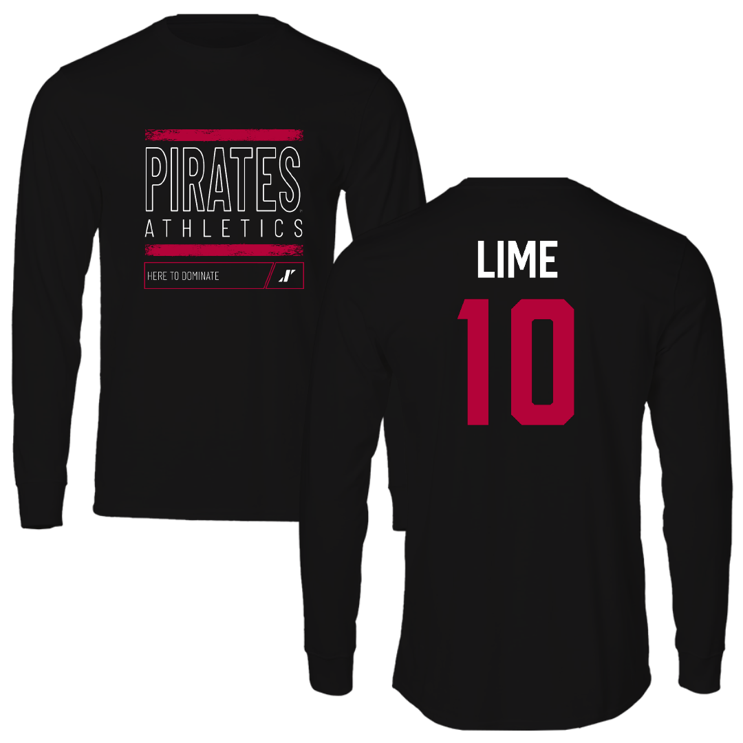 Whitworth University Football Black Dominate Performance Long Sleeve - #10 Keagan Lime
