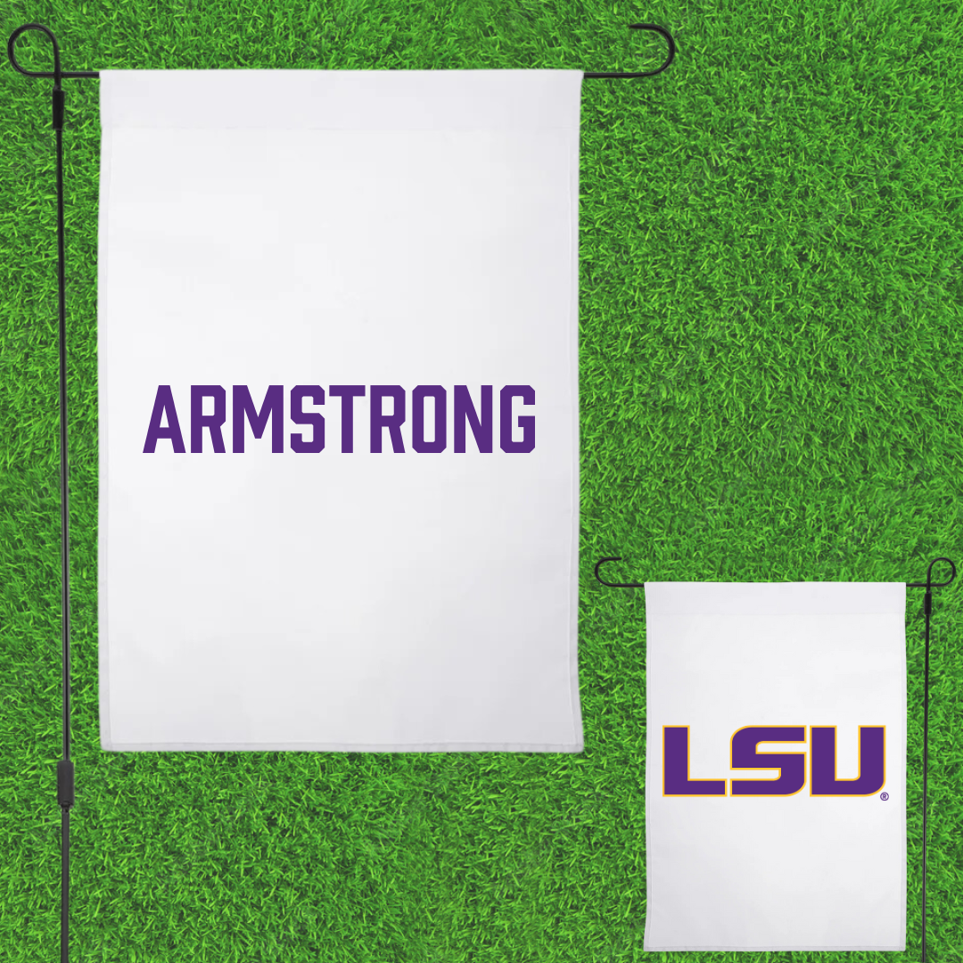 Louisiana State University TF and XC White Garden Flag - Alia Armstrong