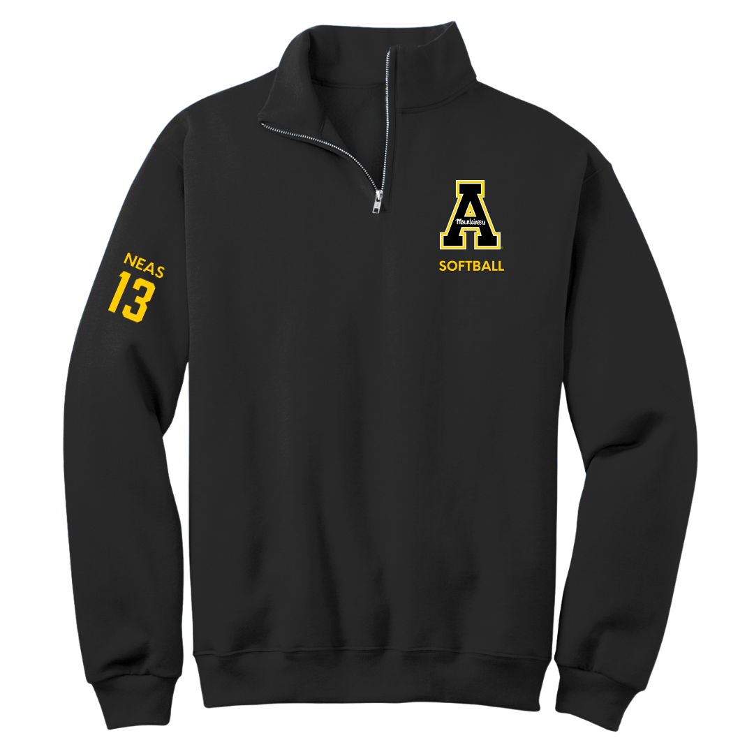 Appalachian State University Softball Black Quarter-Zip - #13 Sejal Neas