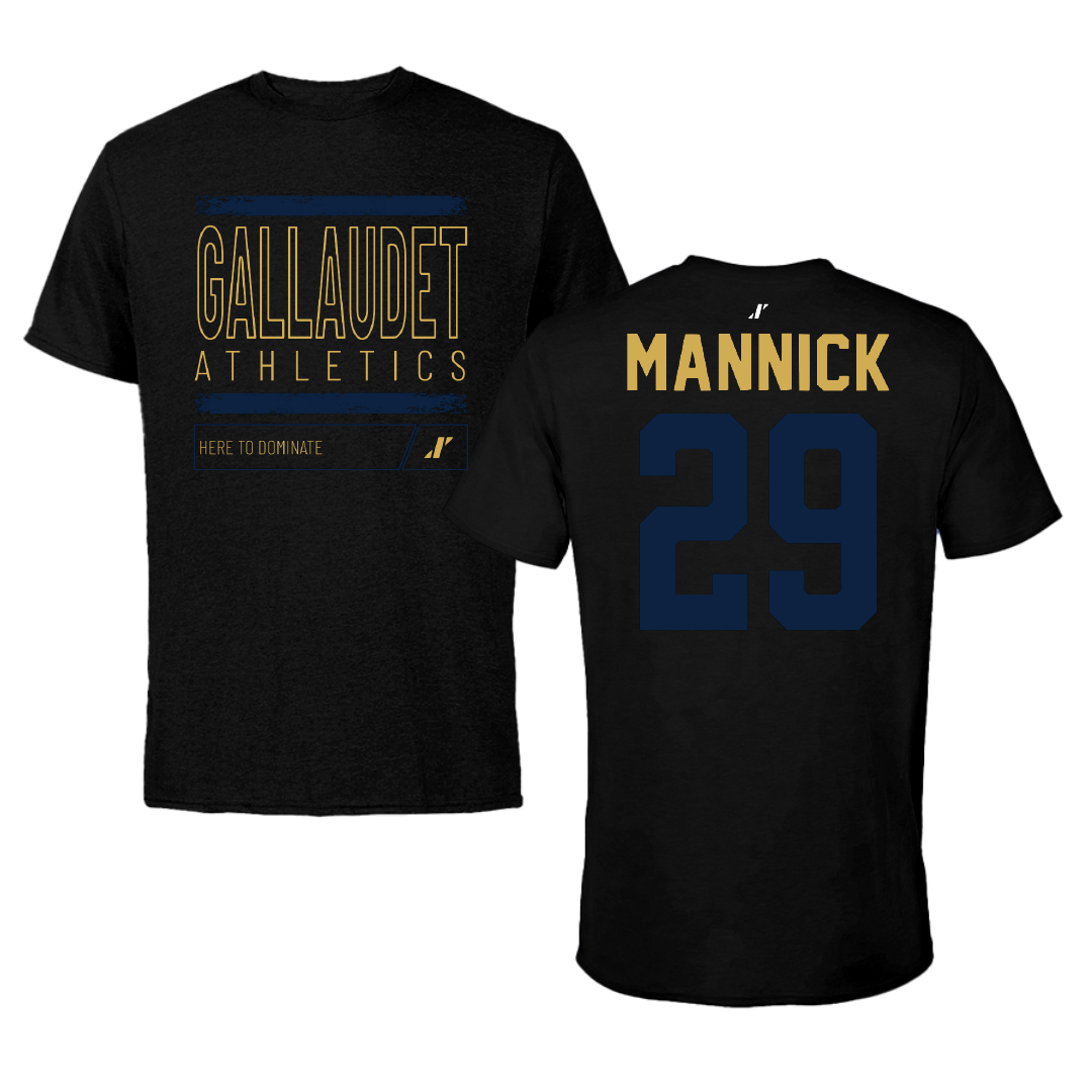 Gallaudet University Football Black Dominate Performance Tee - #29 Jake Mannick