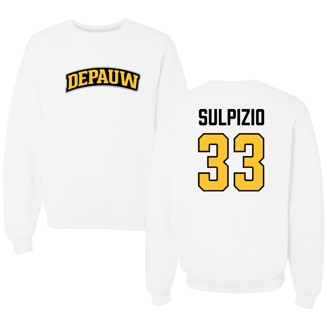 DePauw University Lacrosse (M) White Crewneck - #33 Noah Sulpizio