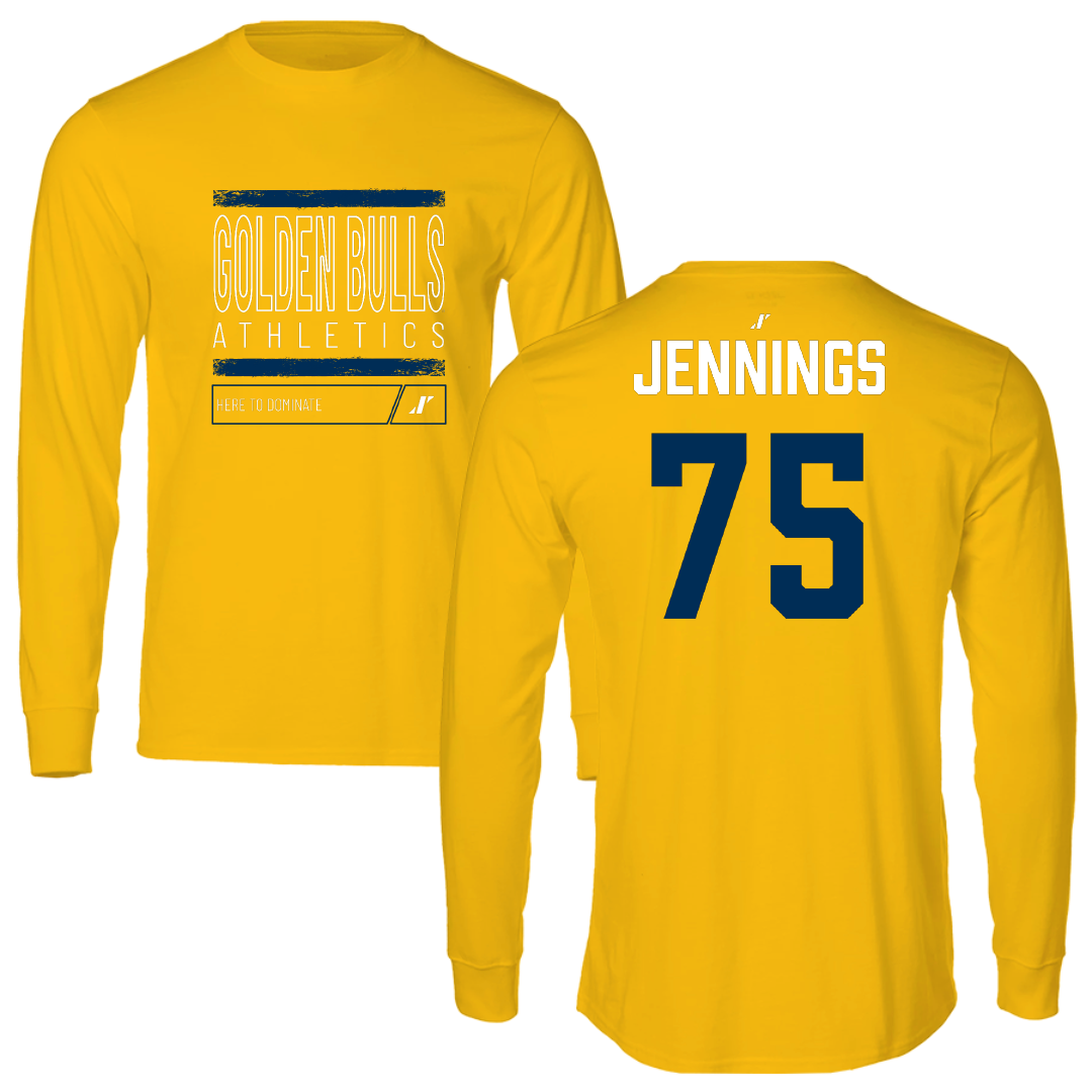 Johnson C. Smith University Football Gold Dominate Performance Long Sleeve - #75 Jeremiah Jennings