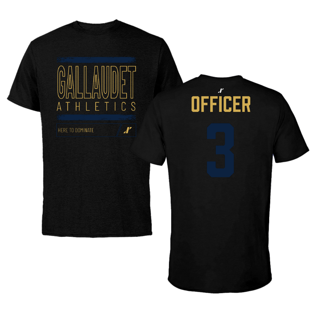 Gallaudet University Football Black Dominate Tee - #3 Dylan Officer