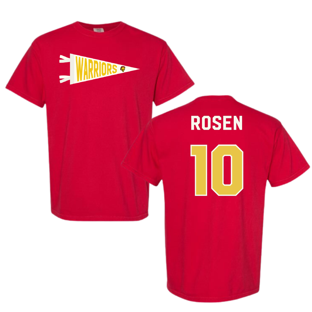 Stanislaus State Baseball Red Pennant Comfort Colors Tee - #10 Cameron Rosen