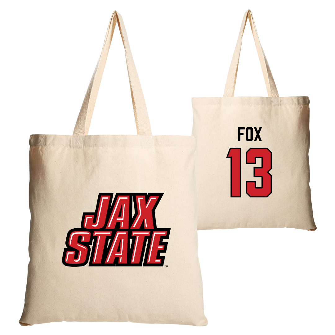 Jacksonville State University Volleyball Tan Canvas Tote Bag - #13 Elizabeth Fox