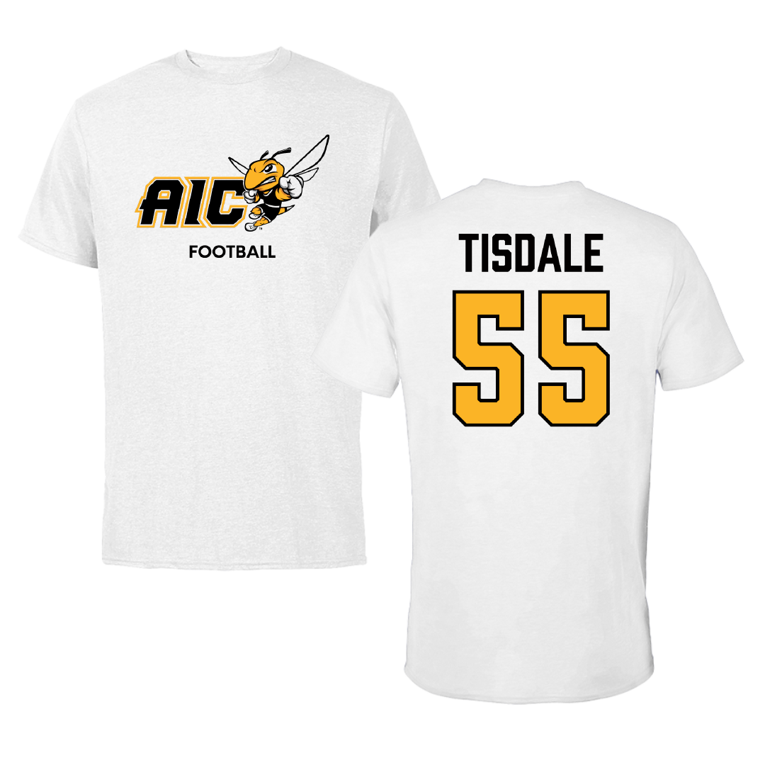 American International College Football White Performance Tee - #55 Mareon Tisdale