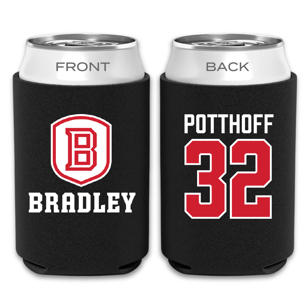 Bradley University Baseball Black Can Cooler - #32 Anthony Potthoff