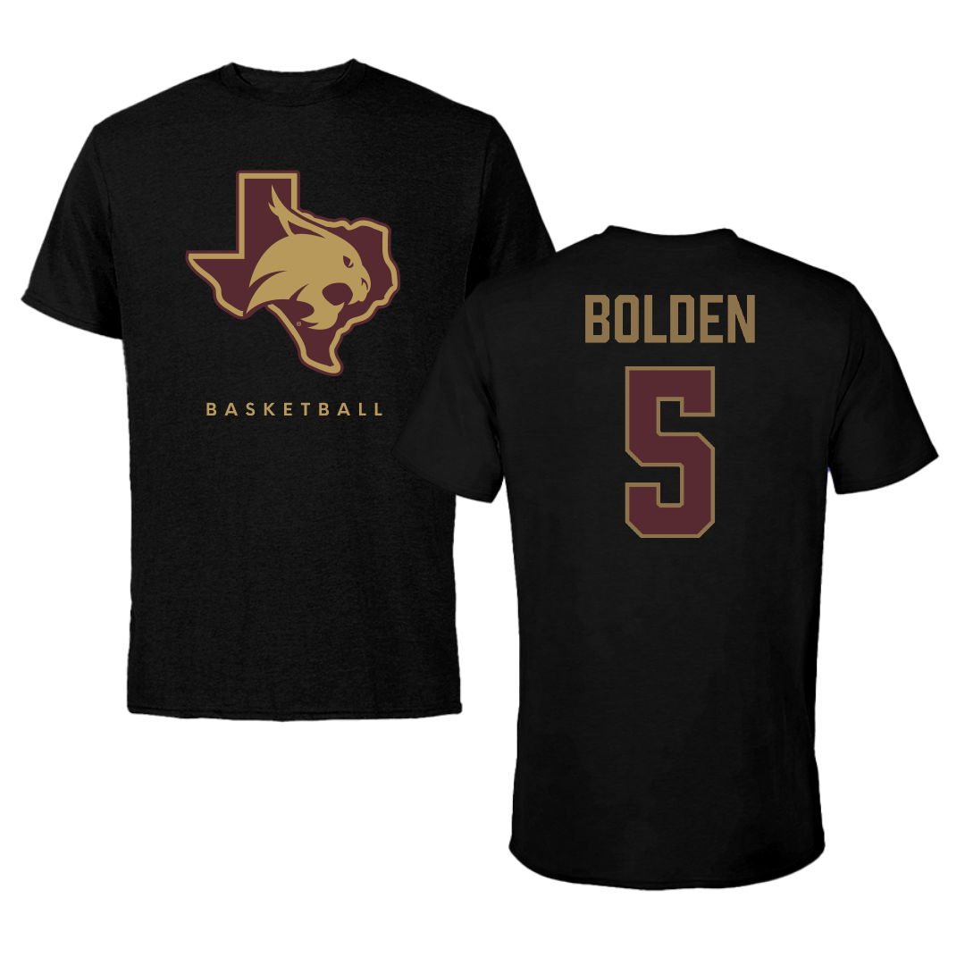Texas State University Basketball Black Tee - #5 Jalen Bolden