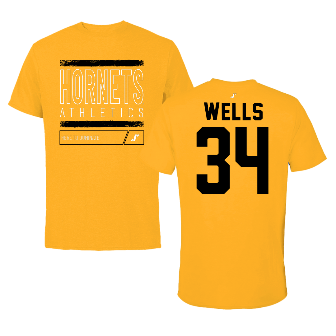 Alabama State University Baseball Gold Dominate Tee - #34 Andrew Wells