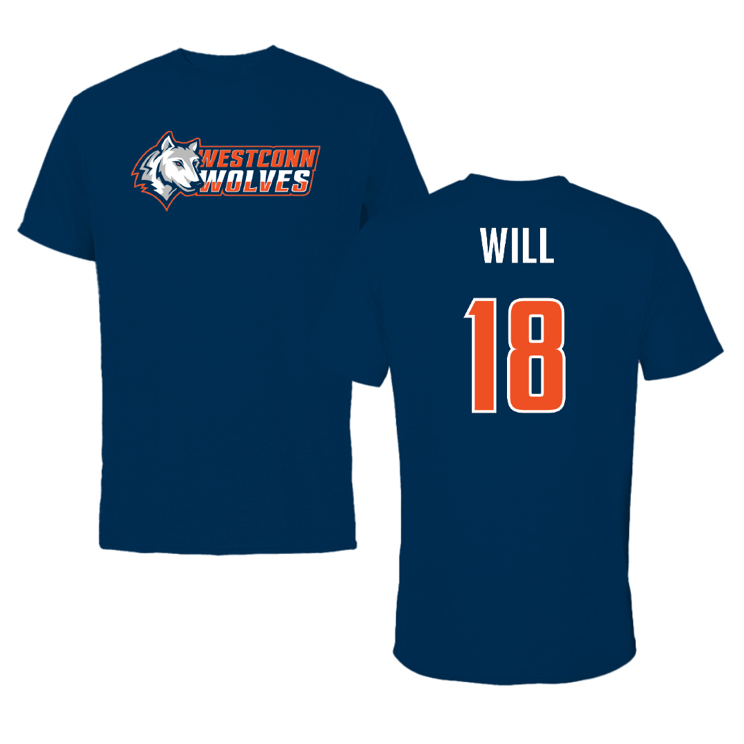 Western Connecticut State University Lacrosse Navy Tee - #18 Andie Will
