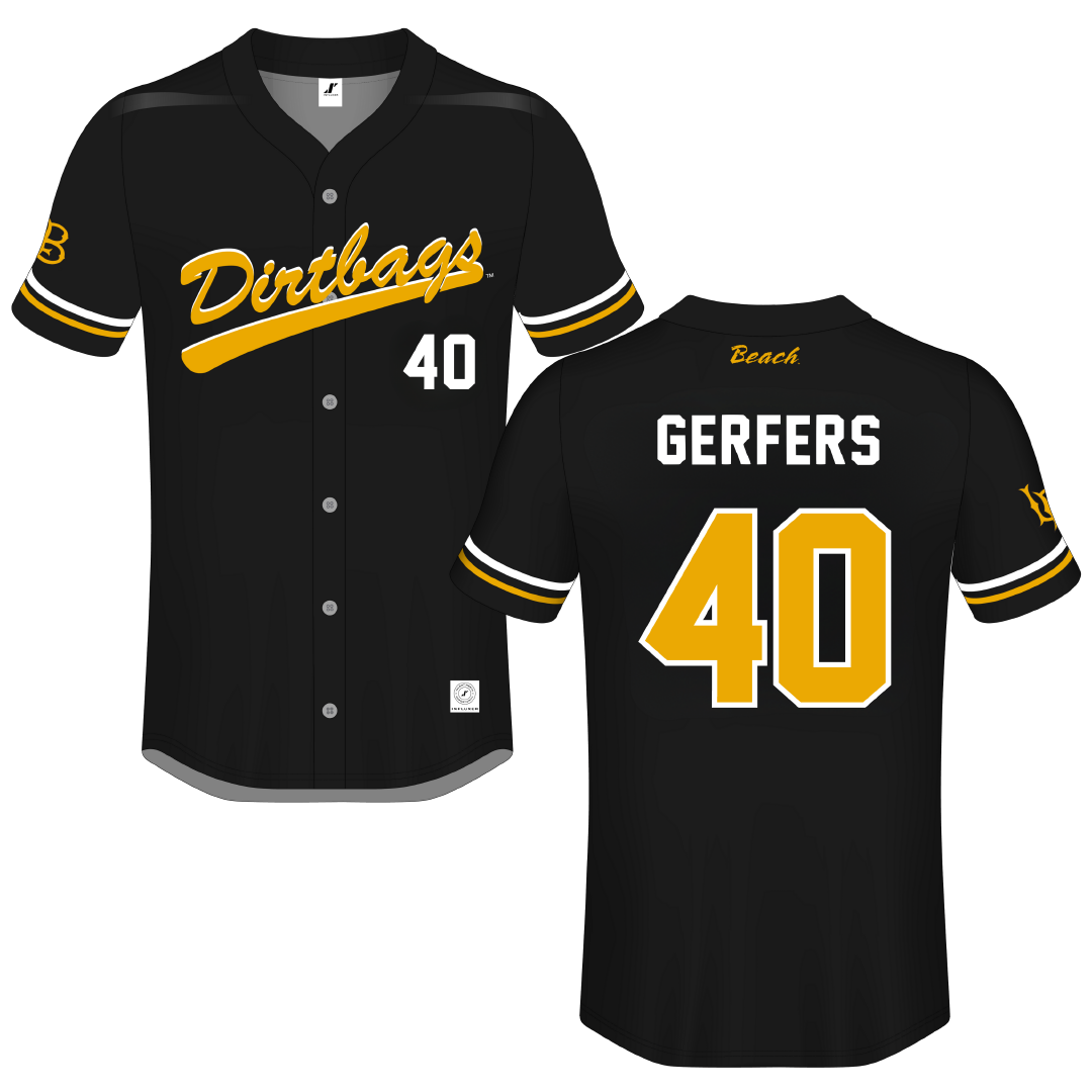 Long Beach State University Black Button-Down Jersey - #40 Jason Gerfers