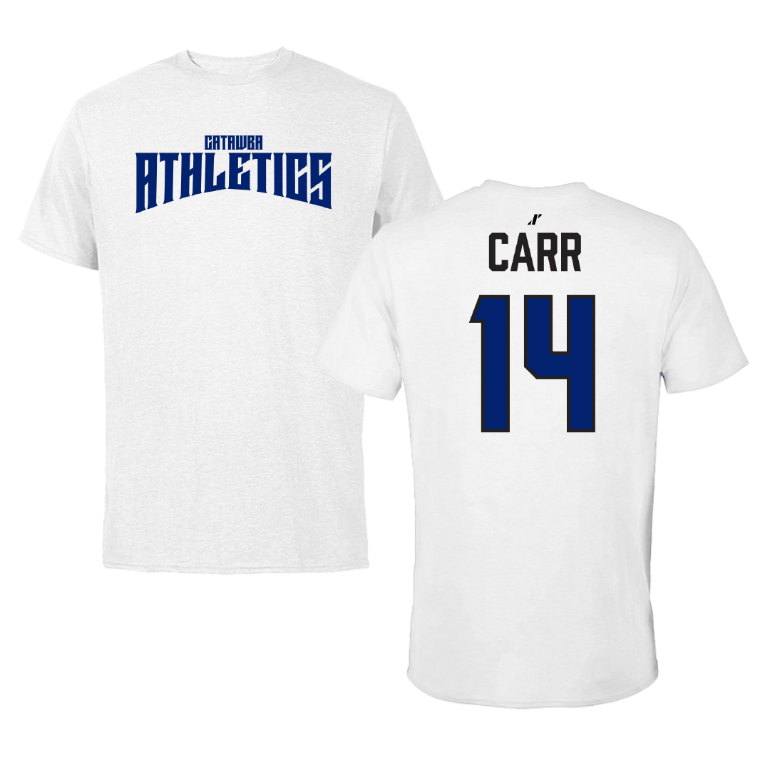 Catawba College Football White Classic Tee - #14 Nathan Carr