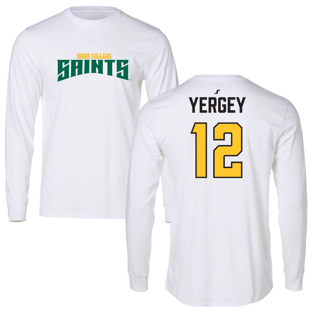 Siena University Basketball (W) White Classic Performance Long Sleeve - #12 Alden Yergey
