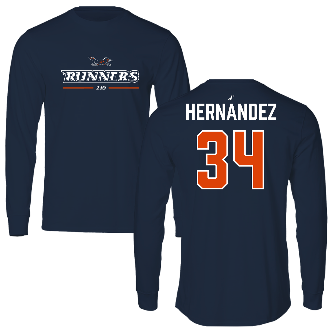 University of Texas at San Antonio Softball Navy General Performance Long Sleeve - #34 Arlette Hernandez