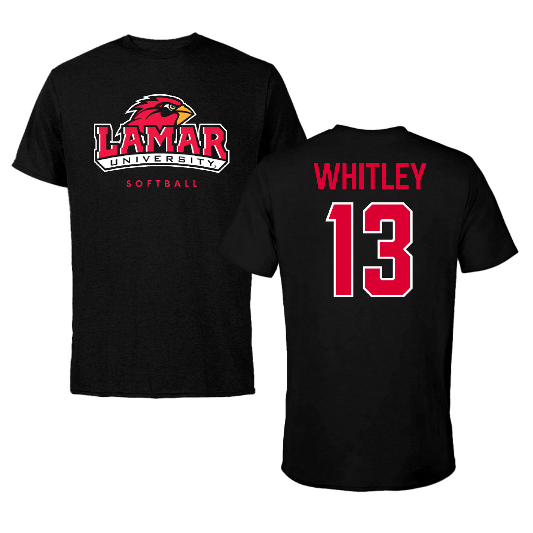 Lamar University Softball Black Tee - #13 Riley Whitley