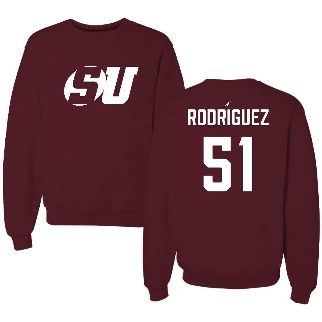 Schreiner University Baseball Maroon Crewneck - #51 Jeter Rodriguez