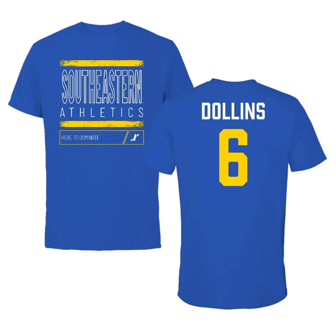 Southeastern Oklahoma State University Baseball Blue Dominate Tee - #6 Gage Dollins