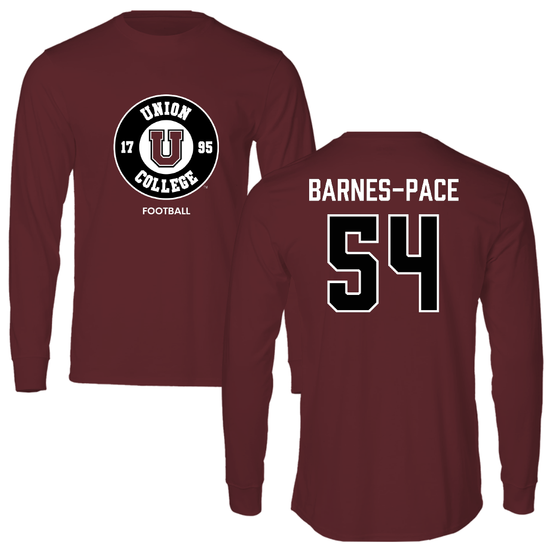 Union College Football Maroon Long Sleeve - #54 Michael Barnes-Pace