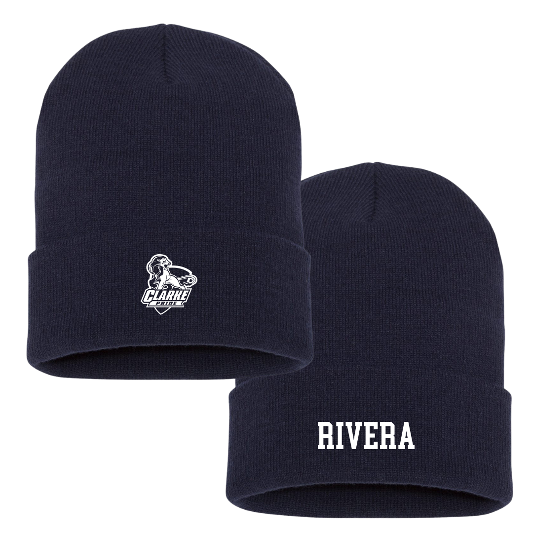 Clarke University Football Navy Beanie - Gio Rivera