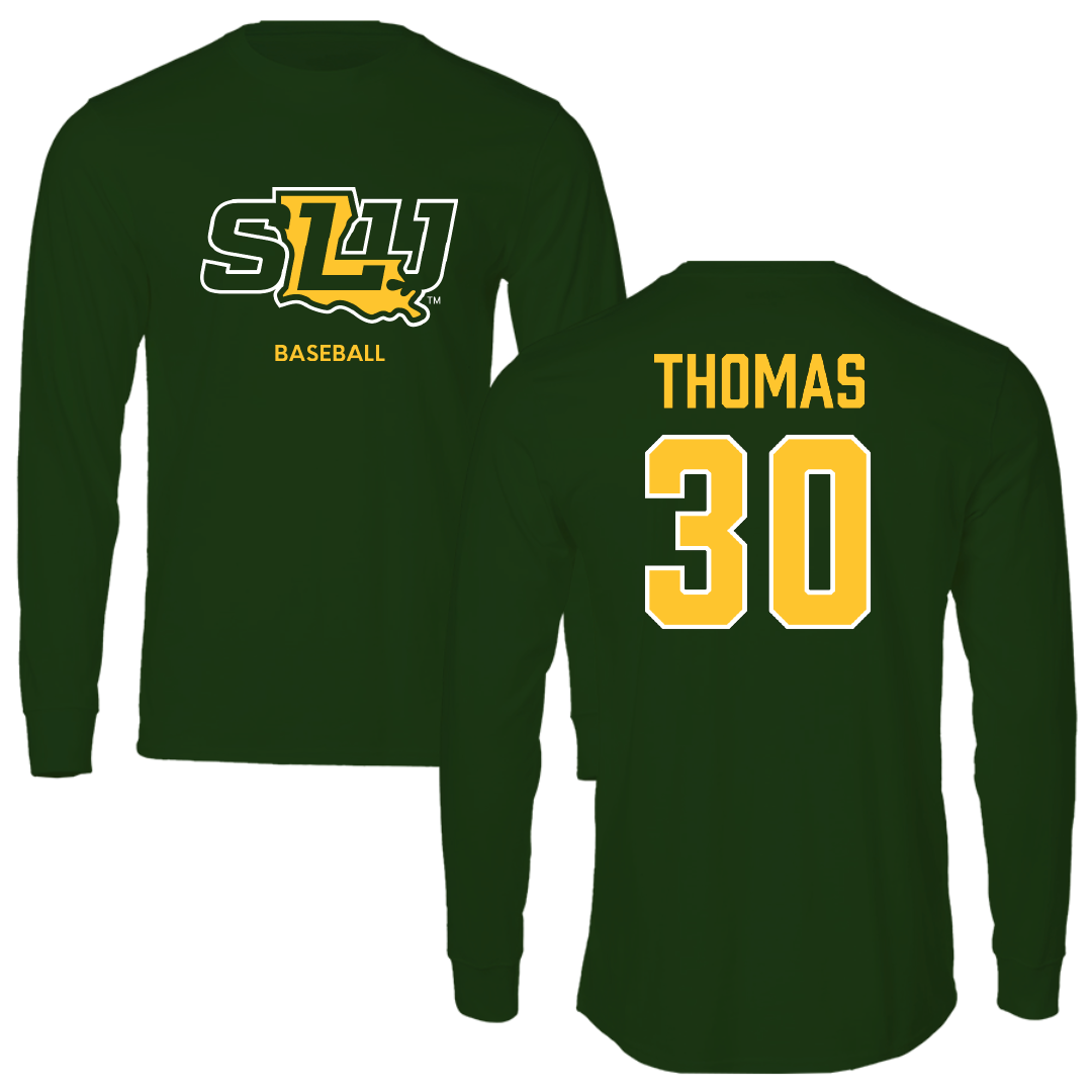 Southeastern Louisiana University Baseball Forest Green Performance Long Sleeve - #30 Shea Thomas