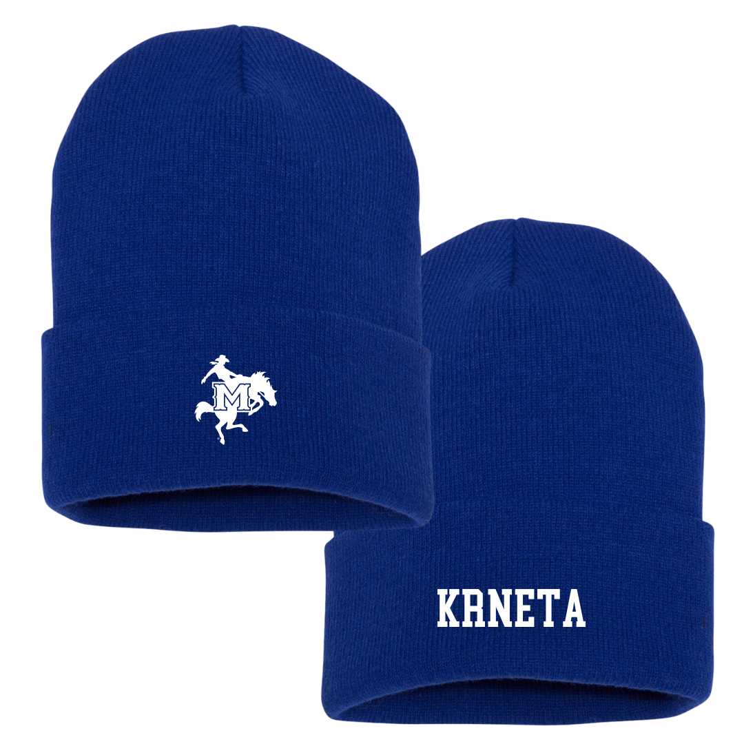 McNeese State University Football Blue Beanie - #36 Matthew Krneta
