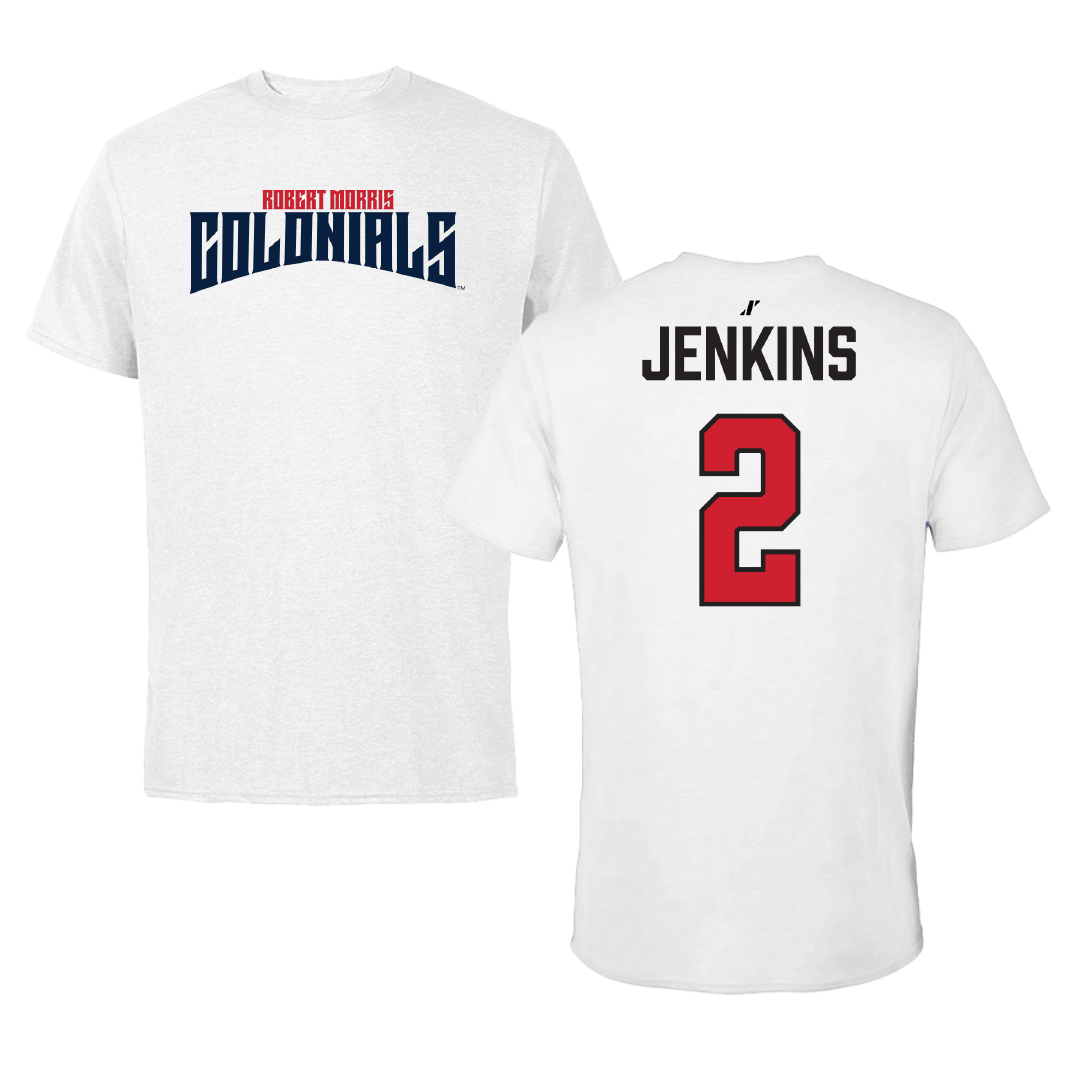 Robert Morris University Football White Classic Performance Tee - #2 Jayson Jenkins