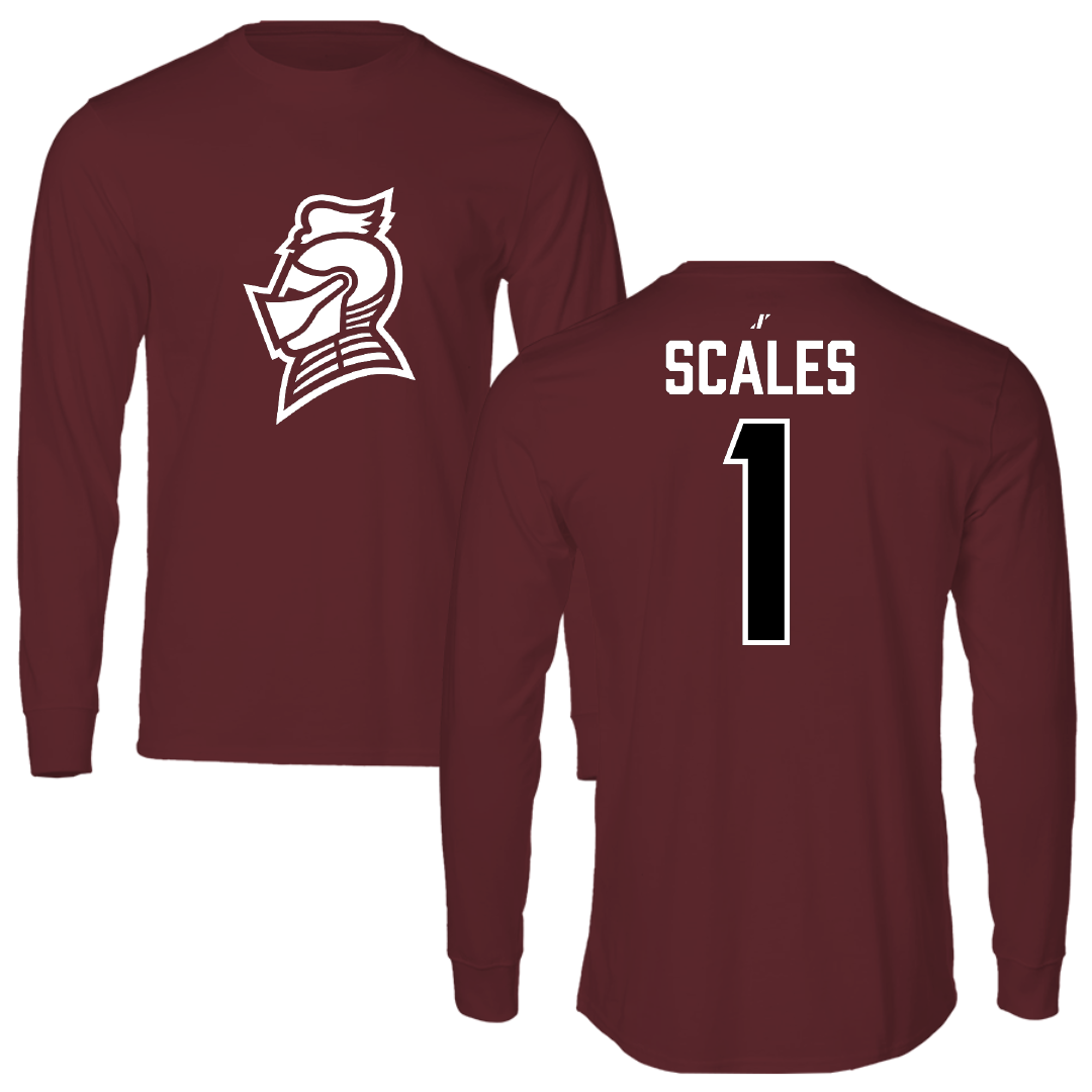 Bellarmine University Baseball Maroon Performance Long Sleeve - #1 Luke Scales