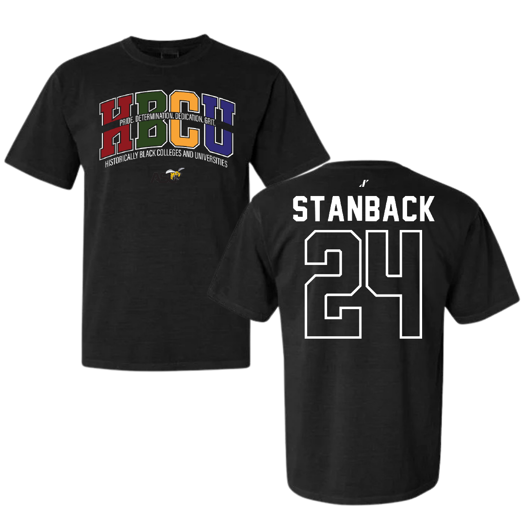 Alabama State University Basketball Black HBCU Comfort Colors Tee - #24 Jerquarius Stanback