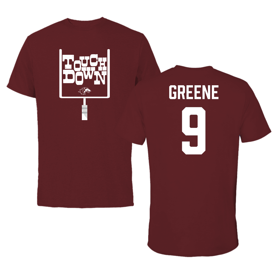 Southern Illinois University at Carbondale Football Maroon Touchdown Performance Tee - #9 Dewey Greene
