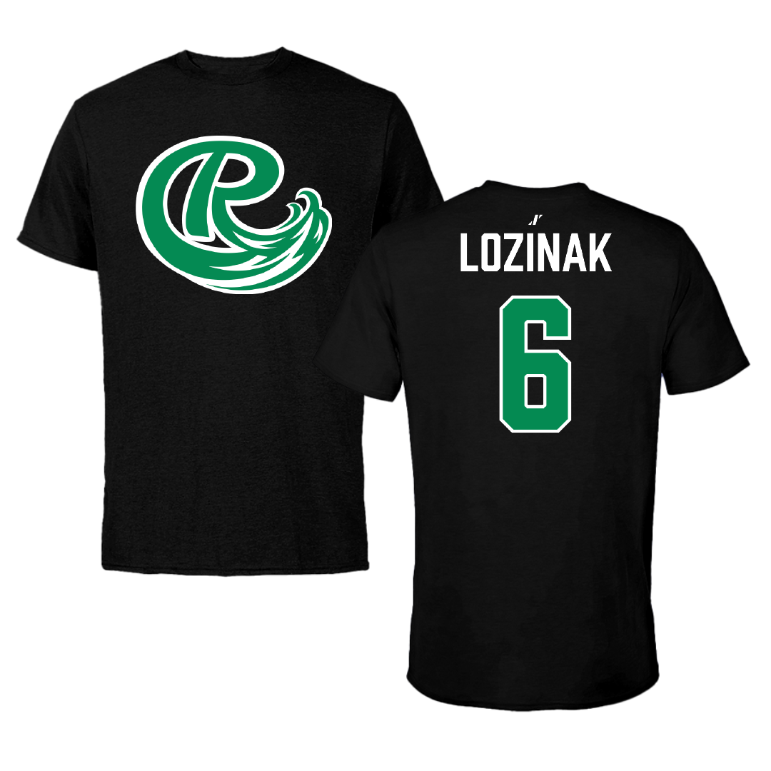 Roosevelt University Ice Hockey (M) Black Performance Tee - #6 Andrew Lozinak