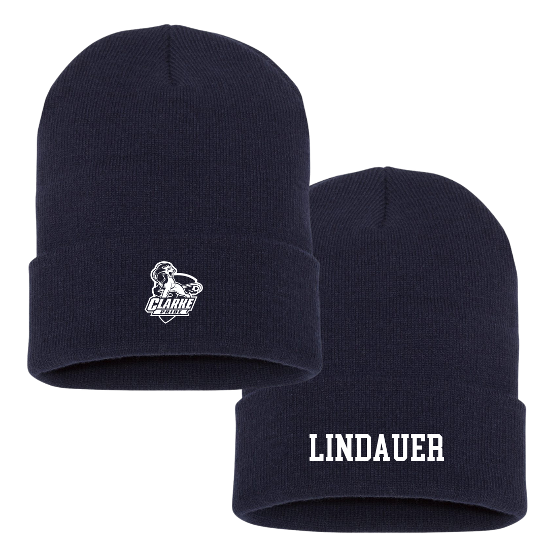 Clarke University Basketball (M) Navy Beanie - #5 Carson Lindauer