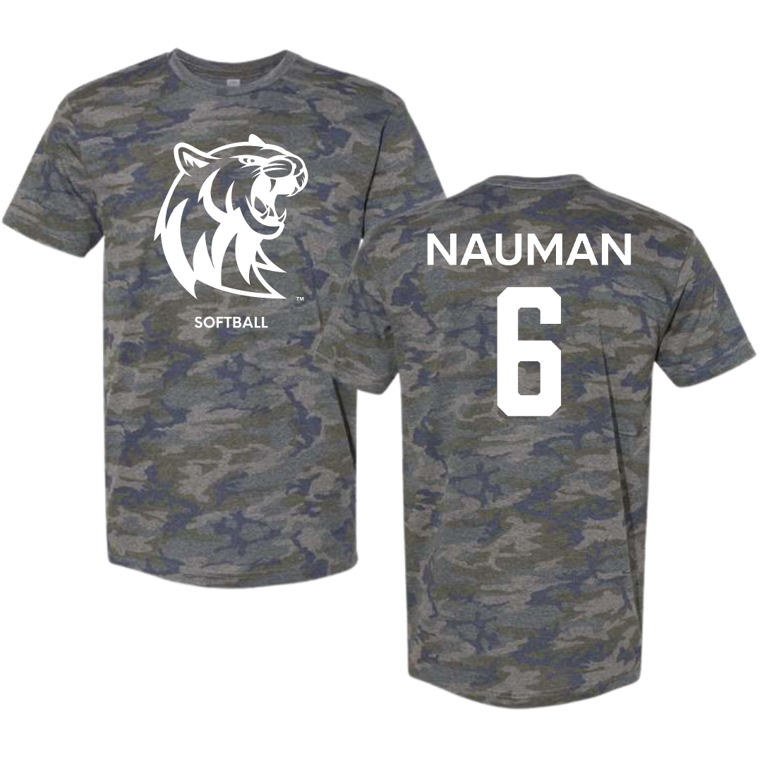 Rogers State University Softball Vintage Camo Tee - #6 Brooke Nauman