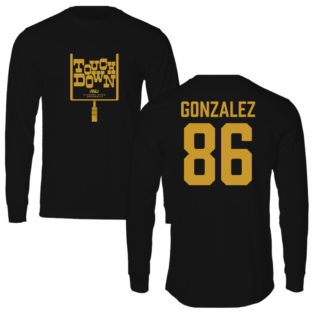 Alabama State University Football Black Touchdown Performance Long Sleeve - #86 Drake Gonzalez