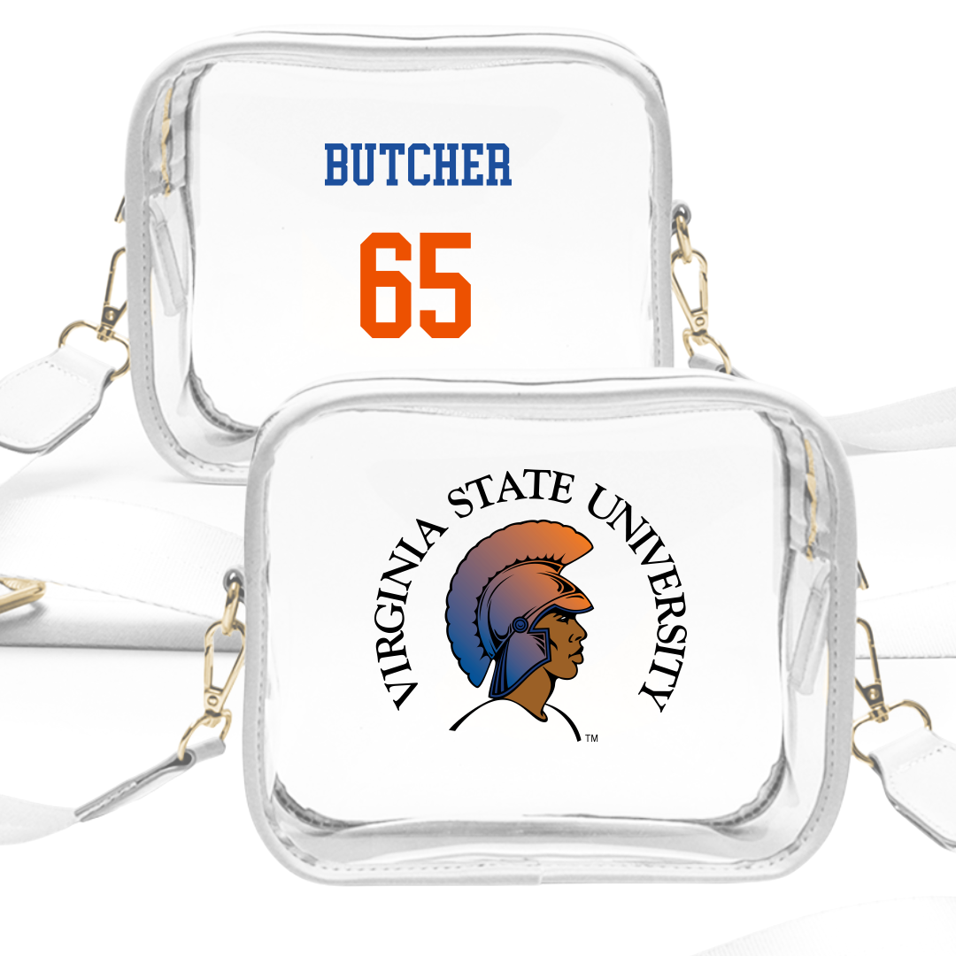 Virginia State University Football White Clear Stadium Bag - #65 Amar Butcher