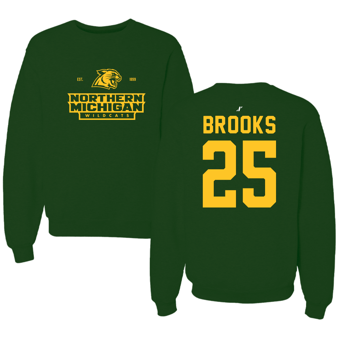 Northern Michigan University Football Forest Green General Crewneck - #25 Davion Brooks