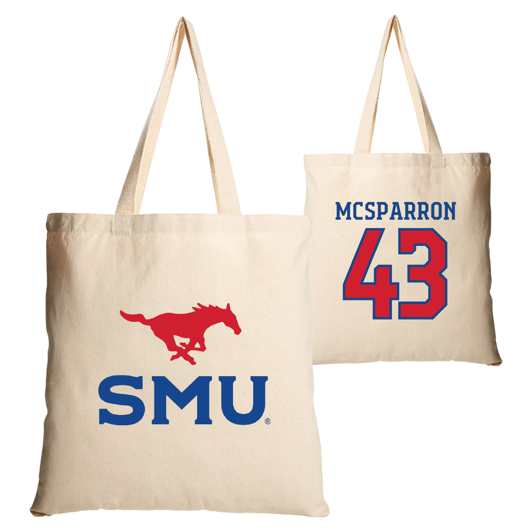 Southern Methodist University Football Tan Canvas Tote Bag - #43 Wade McSparron