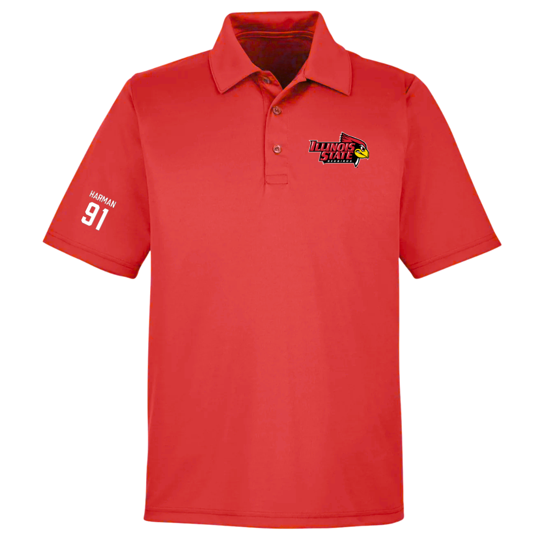 Illinois State University Football Red Polo - #91 Benjamin Harman