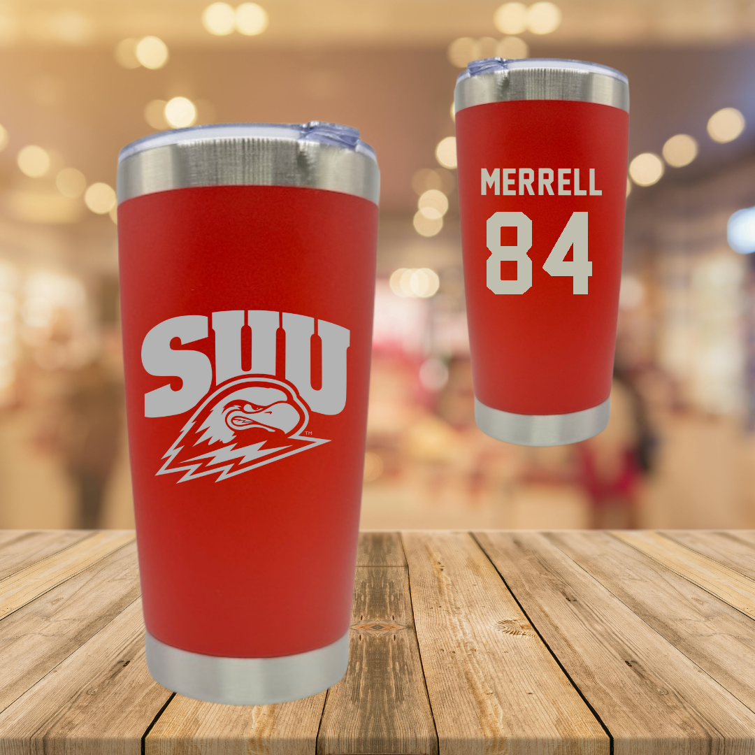 Southern Utah University Football Red Stainless Steel Tumbler - #84 Chase Merrell